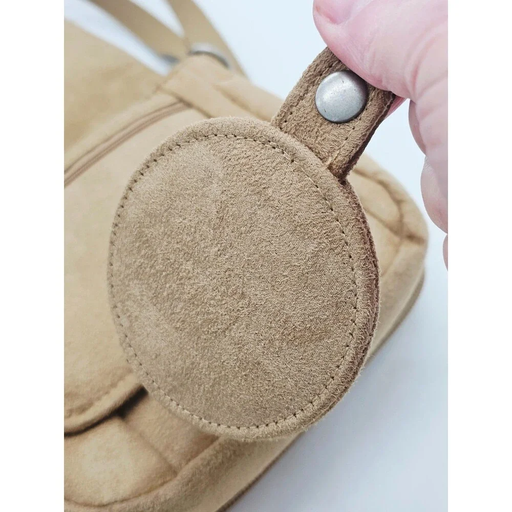 TRAVELON Suede Organizing Purse Key Fob Mirror Expandable Bottom Crossbody Purse